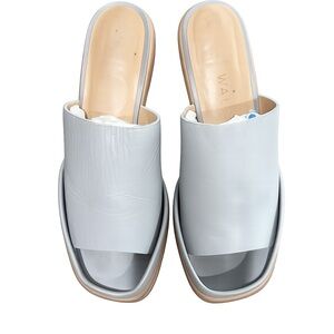 Wal & Pai Gray Leather Mule Sandals Size 38 Made in Spain